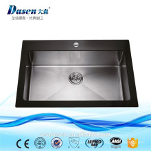 Dasen afundar pia de cozinha de aço inoxidável da placa de vidro pia Topmounted com dreno de assoalho (DS-G901)